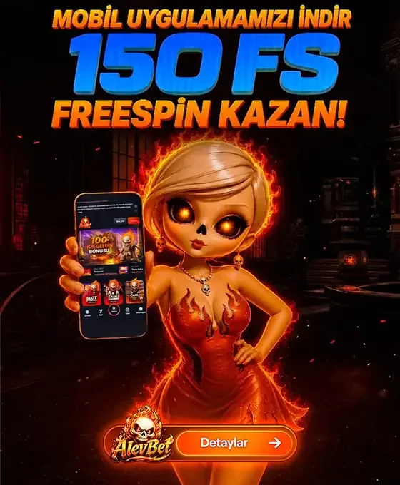 Alevbet mobil uygulamasını indirenlere özel 150 freespin kampanya kartı