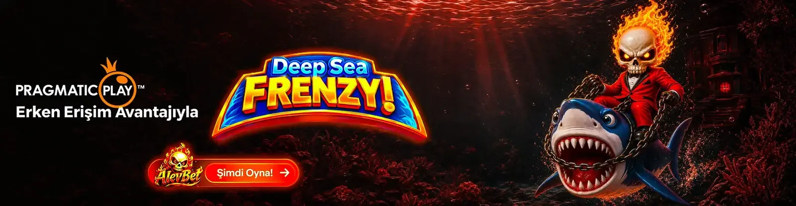 Alevbet mobil lobisinde yer alan Pragmatic Play Deep Sea Frenzy banner’ı